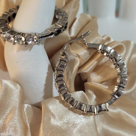 New, Montana Crystal Hoop Earrings in Stainless Steel - Picture 3 of 6